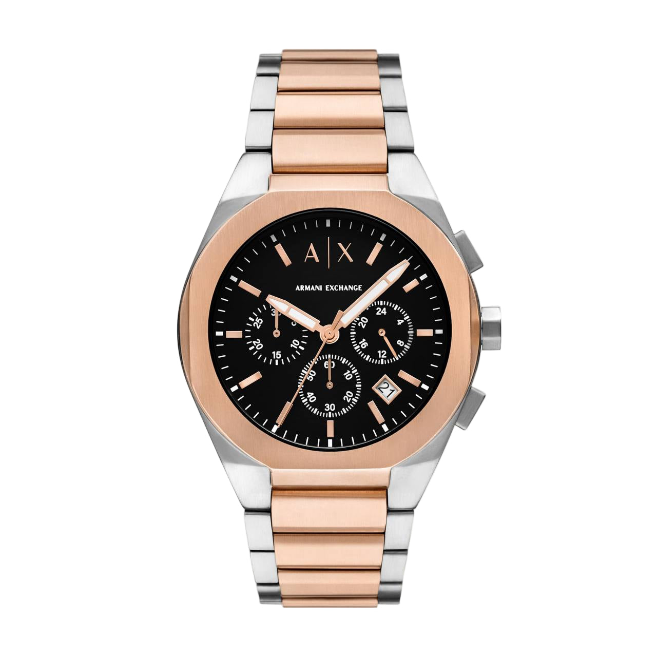 Armani Exchange Men's Chronograph Two-Tone Silver & Rose Gold Watch ⌚🖤🔥