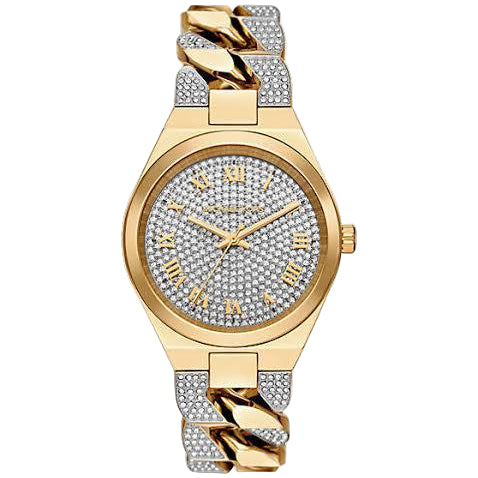 Michael Kors Women's Everest Crystal Pave Gold-Tone Curb Link Watch 👑🌟🔗