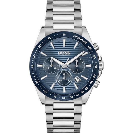 BOSS Men's Chronograph Blue Dial Stainless Steel Watch ⌚🔵✨