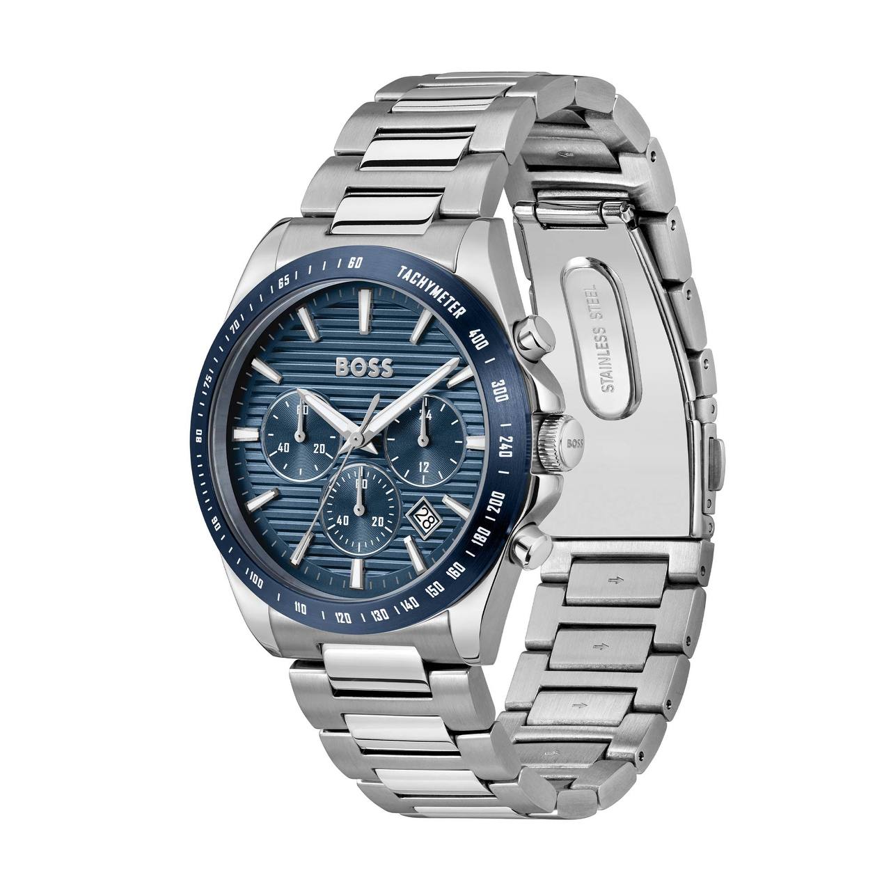 BOSS Men's Chronograph Blue Dial Stainless Steel Watch ⌚🔵✨