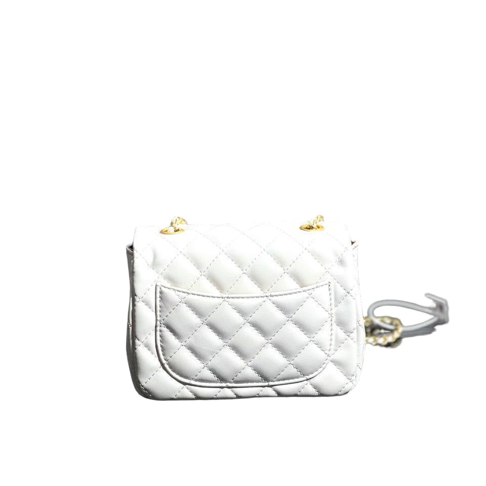 Chanel Quilted Mini Flap Bag with Interlaced Chain Strap 🤍✨🔗