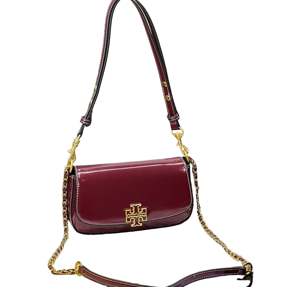 Tory Burch Patent Leather Kira Chevron Crossbody Bag 🍷✨⚜️