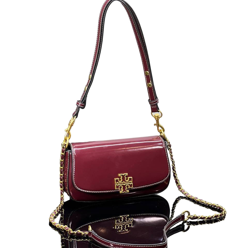 Tory Burch Patent Leather Kira Chevron Crossbody Bag 🍷✨⚜️