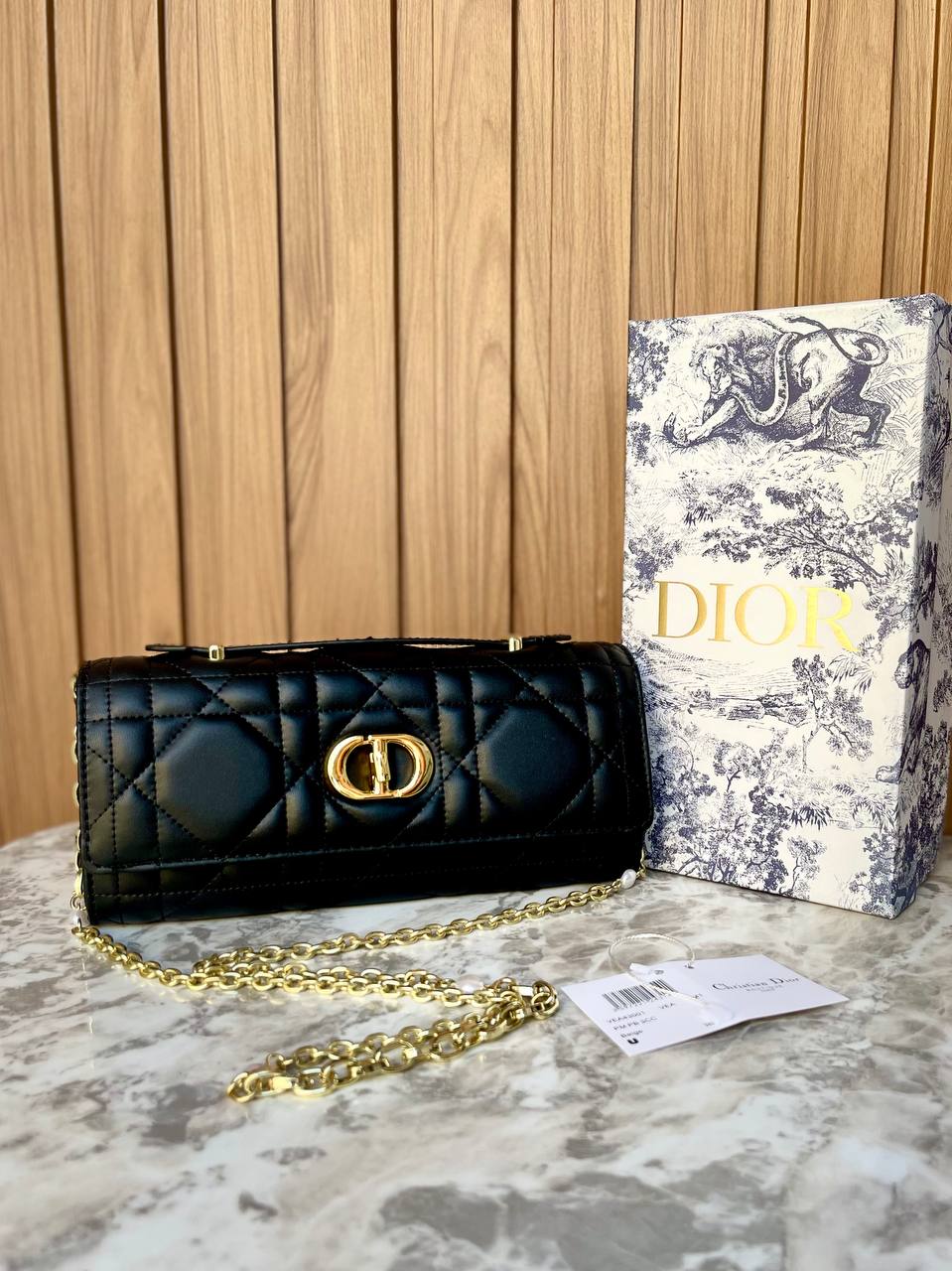 Dior Quilted Patent Leather Chain Bag with Gold Hardware