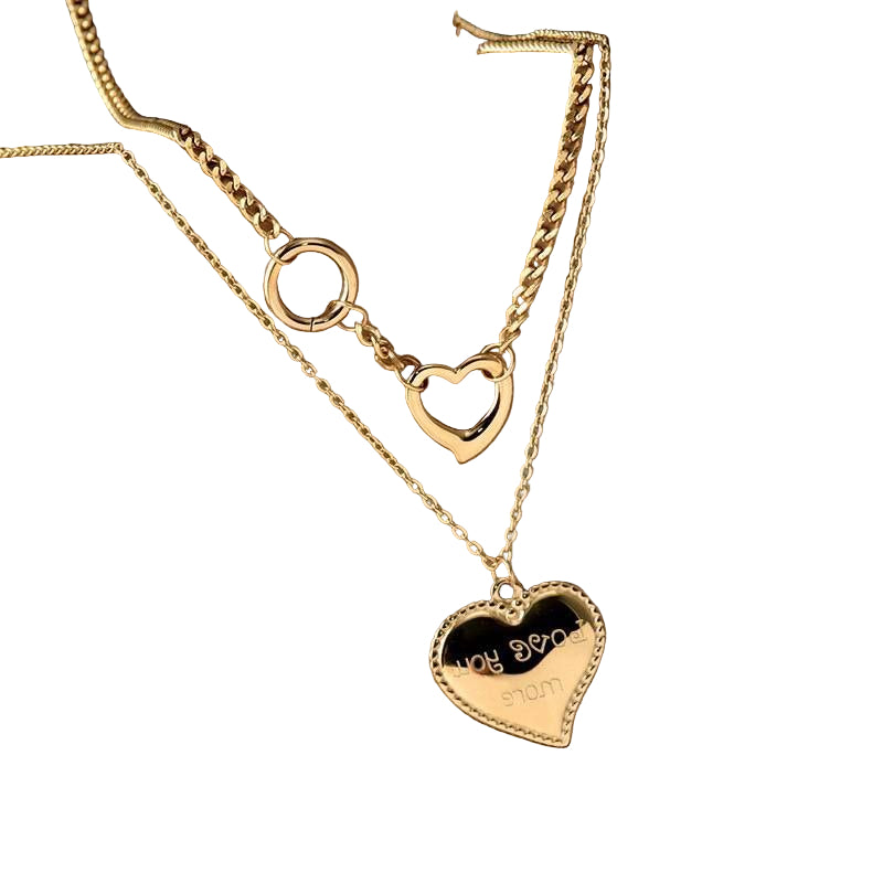 💛 Bold Layered Gold Heart & Curb Chain Necklace ✨🔗