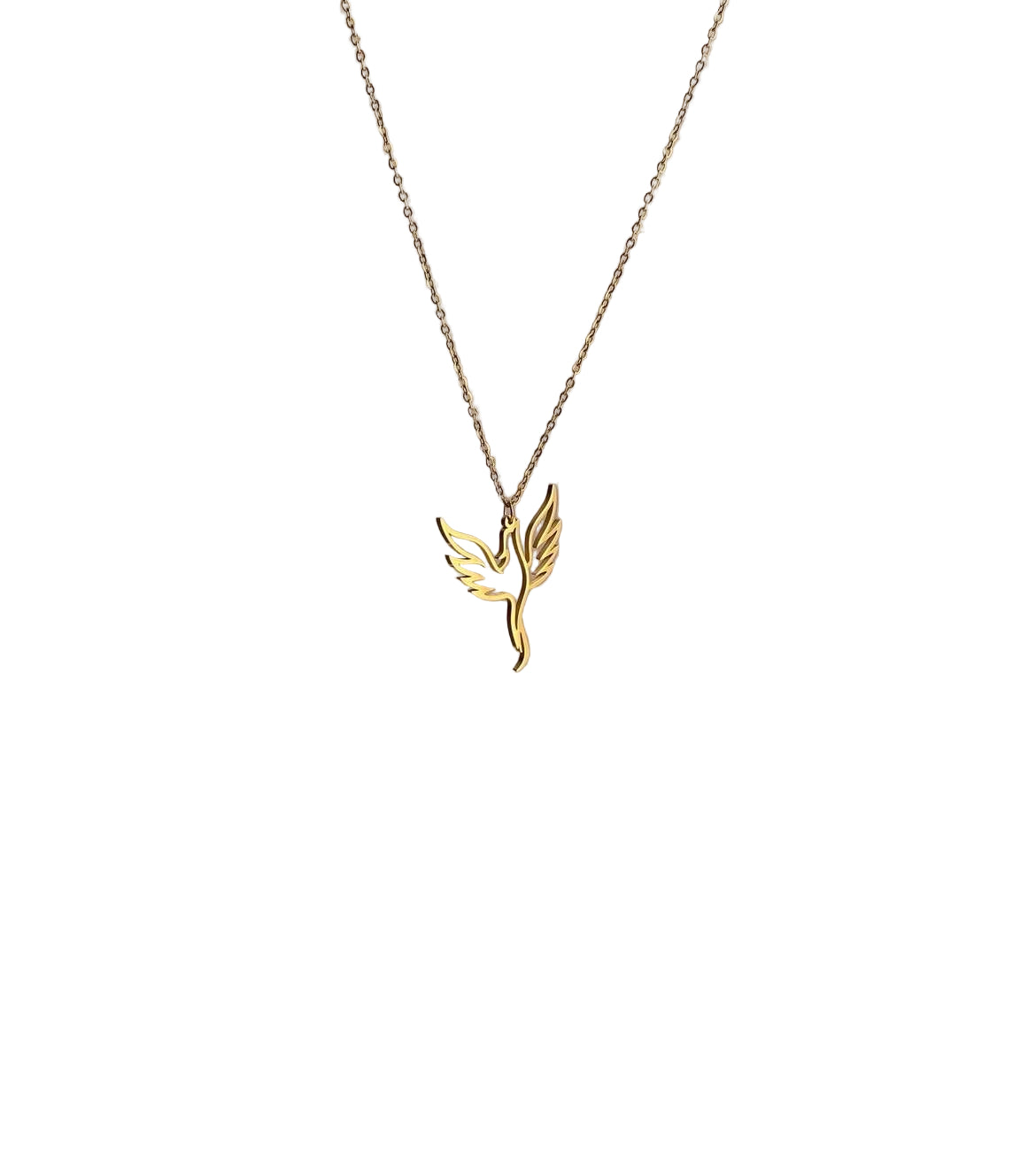 Majestic Golden Phoenix Outline Pendant Necklace 🔥🕊️👑