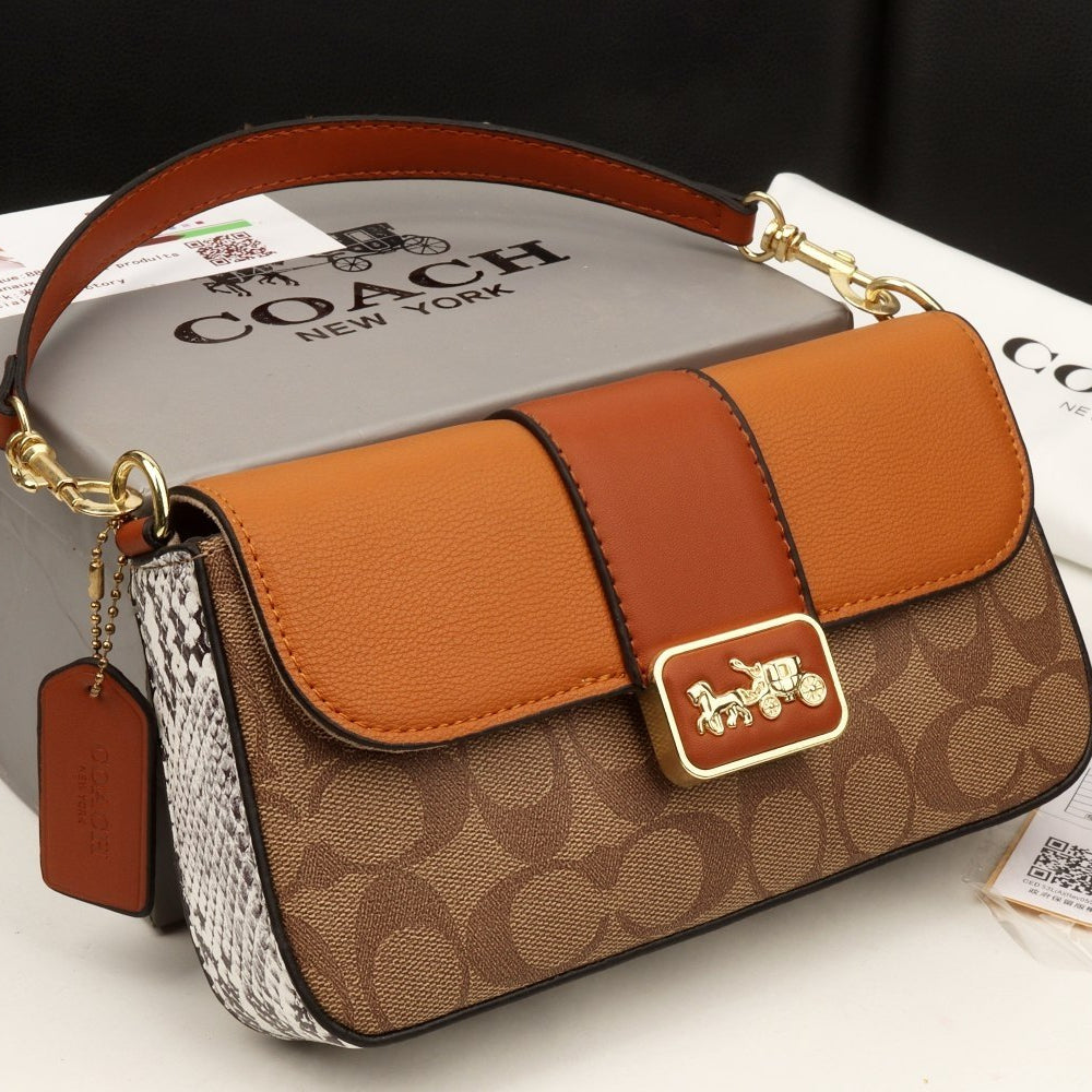 Coach Signature Canvas & Pebble Leather Crossbody with Snakeskin Detail 👜✨🐍