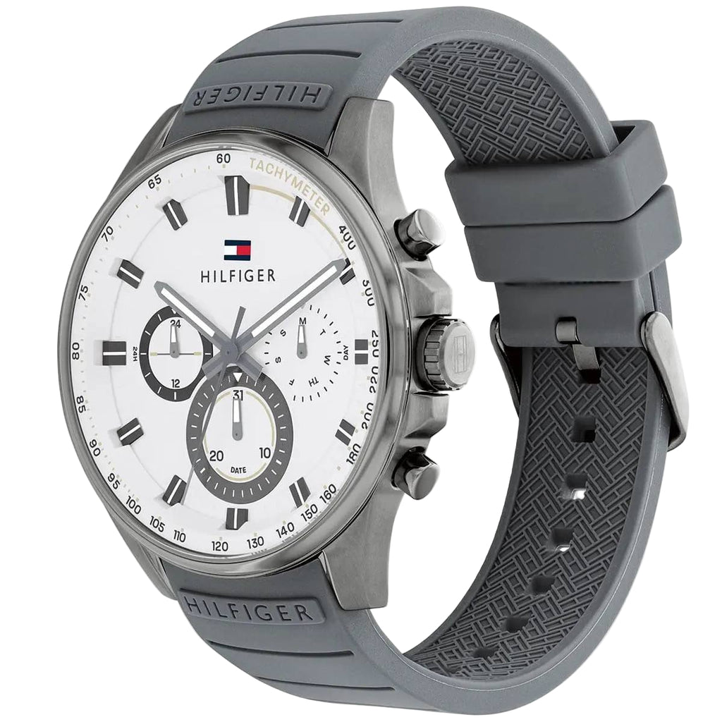Tommy Hilfiger Men's Gray Silicone Chronograph Watch ⌚️🐘⚪