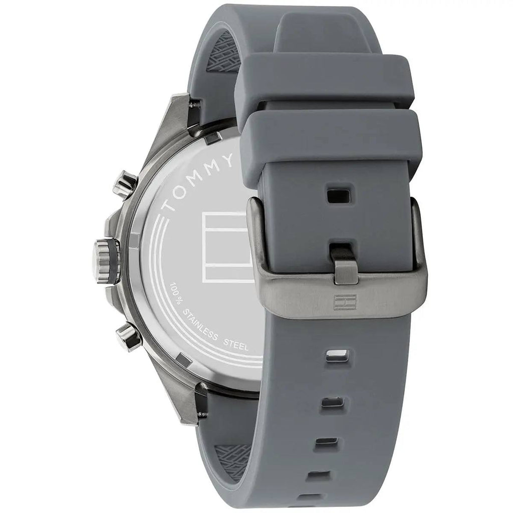 Tommy Hilfiger Men's Gray Silicone Chronograph Watch ⌚️🐘⚪