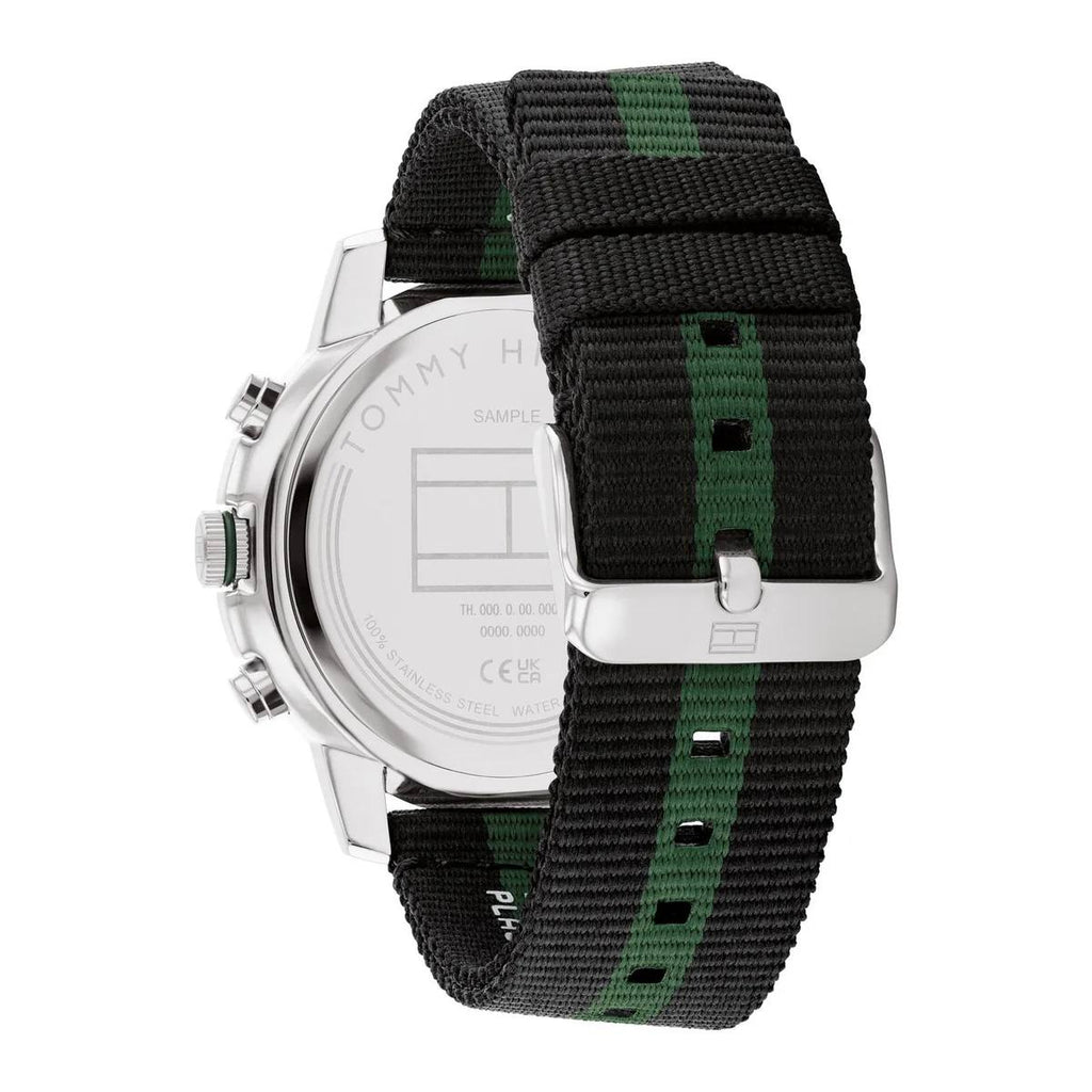 Tommy Hilfiger Men's Green Dial Multi-Function Fabric Strap Watch 💚⌚️🏁