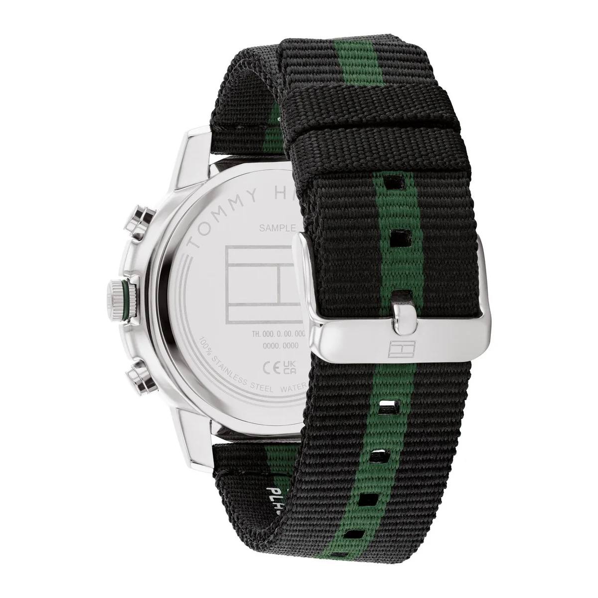 Tommy Hilfiger Men's Green Dial Multi-Function Fabric Strap Watch 💚⌚️🏁