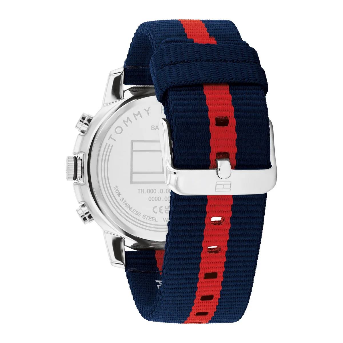 Tommy Hilfiger Men's Navy Dial Multi-Function Fabric Strap Watch 🔵🔴⌚️