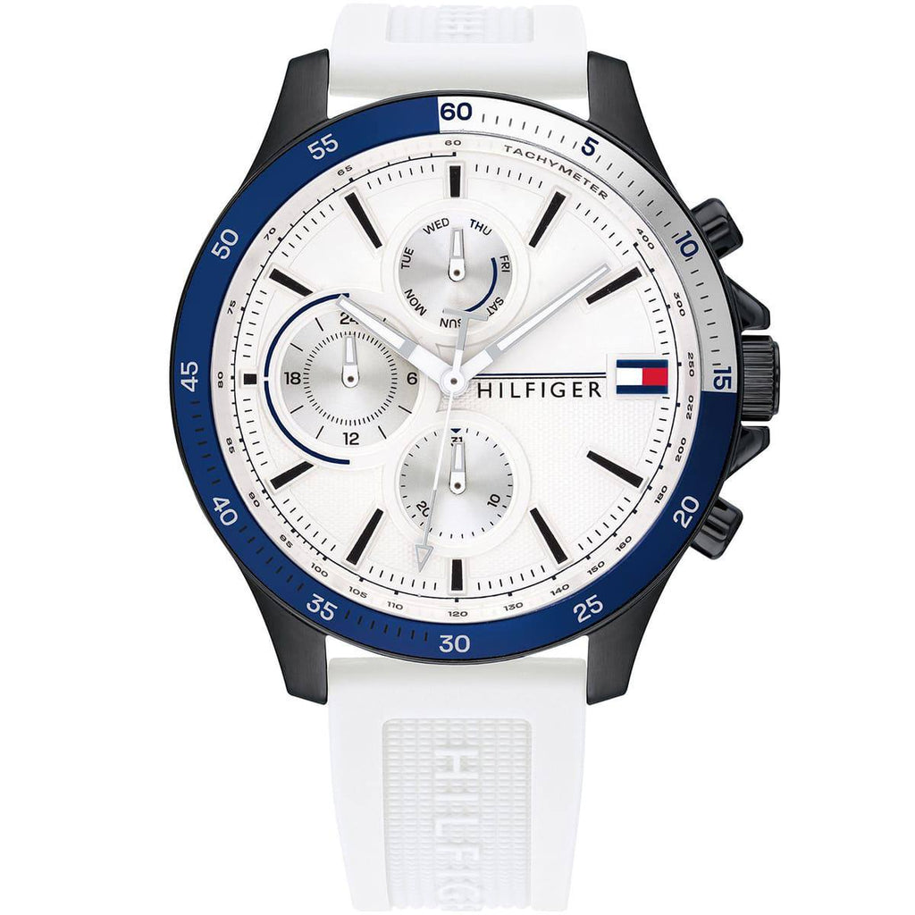 Tommy Hilfiger Men's White Silicone Multi-Function Sport Watch ⚪️🔵⌚️