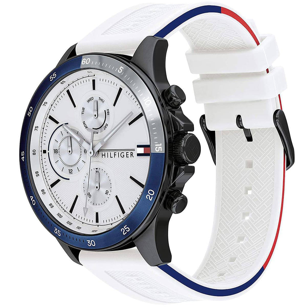 Tommy Hilfiger Men's White Silicone Multi-Function Sport Watch ⚪️🔵⌚️