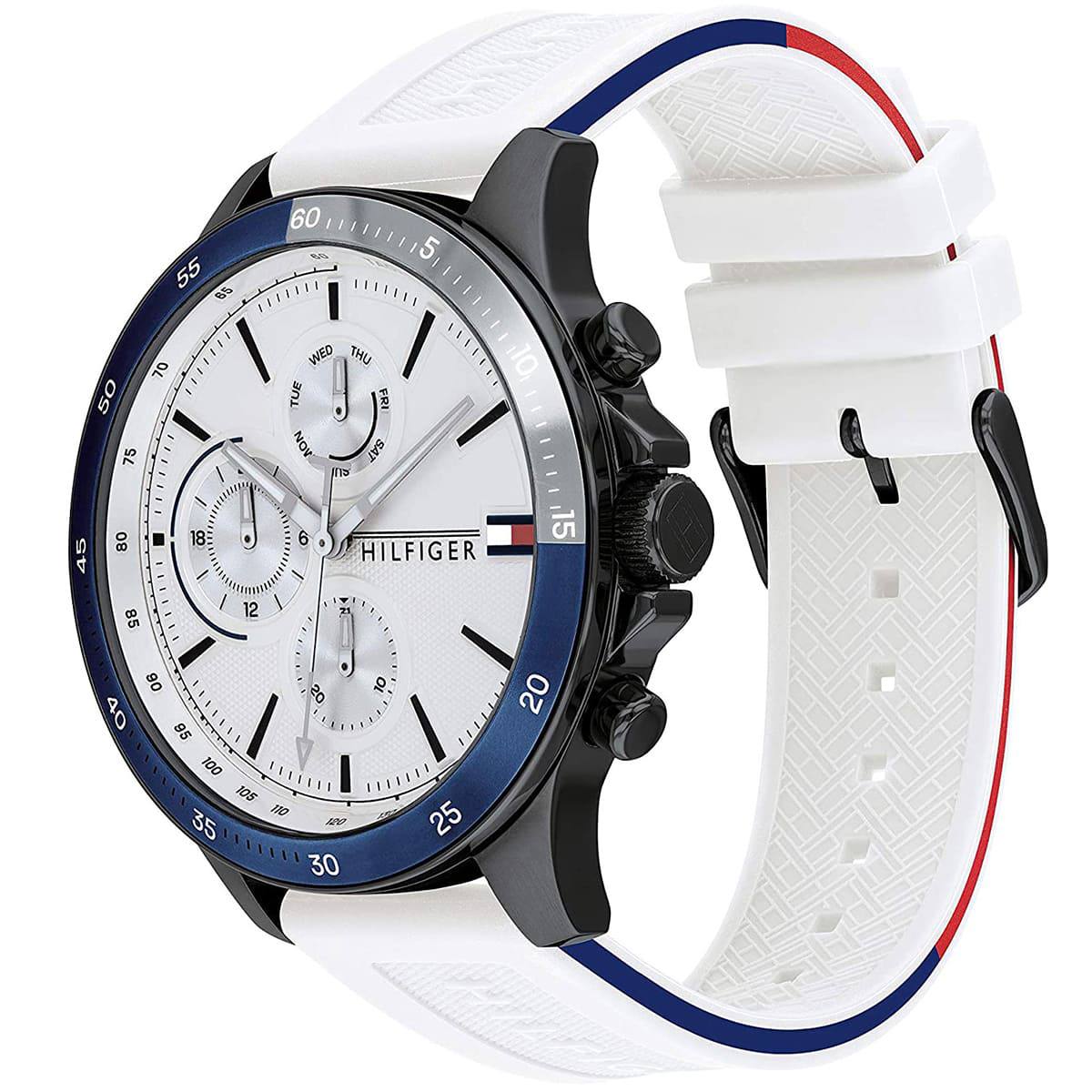 Tommy Hilfiger Men's White Silicone Multi-Function Sport Watch ⚪️🔵⌚️