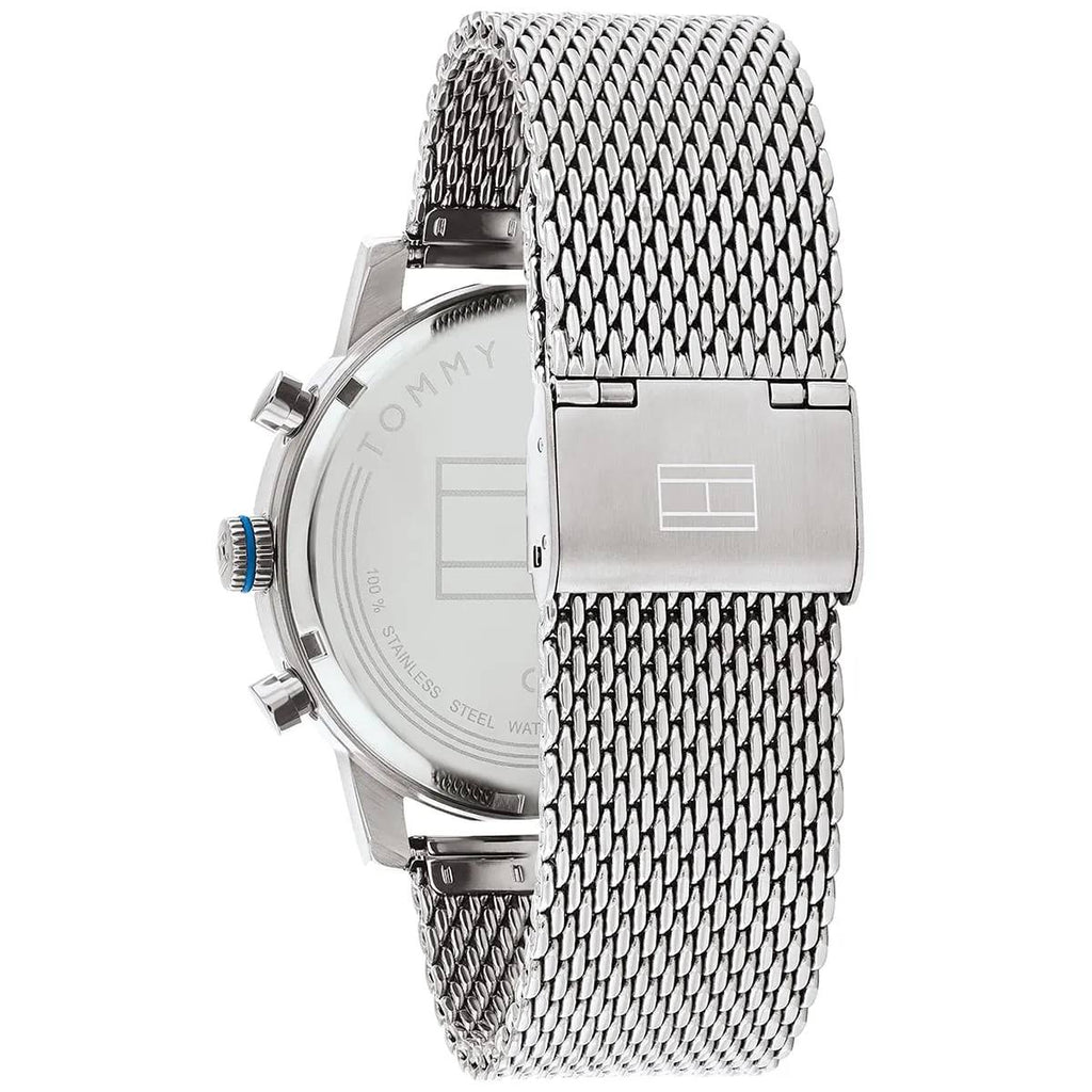 Tommy Hilfiger Men's Blue Textured Dial Mesh Strap Multi-Function Watch 💙⌚️🔗