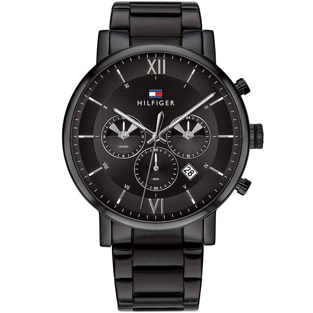 Tommy Hilfiger Men's All-Black Chronograph Multi-Function Watch 🖤⌚️✨
