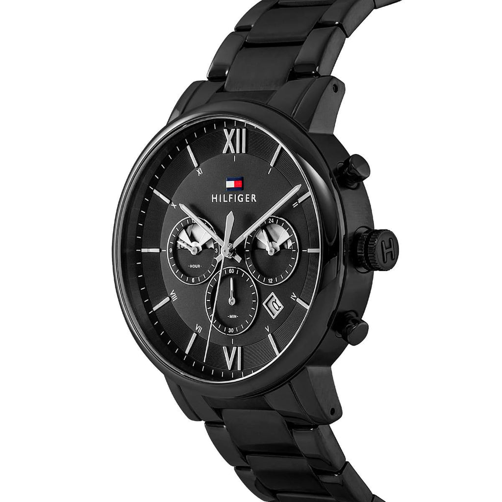 Tommy Hilfiger Men's All-Black Chronograph Multi-Function Watch 🖤⌚️✨