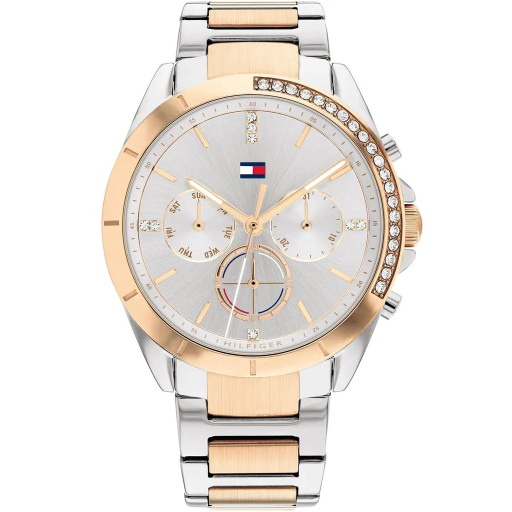 Tommy Hilfiger Women's Two-Tone Crystal Bezel Multi-Function Watch ✨⌚️💖