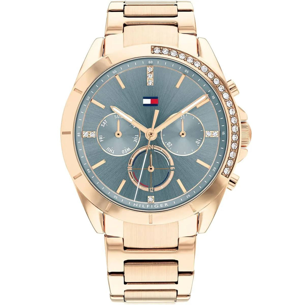 Tommy Hilfiger Women's Rose-Gold Crystal Accent Multi-Function Watch 💖✨🔵