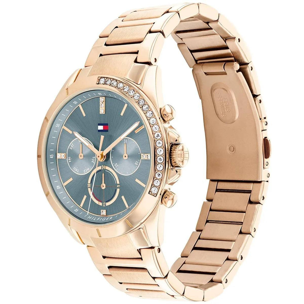 Tommy Hilfiger Women's Rose-Gold Crystal Accent Multi-Function Watch 💖✨🔵