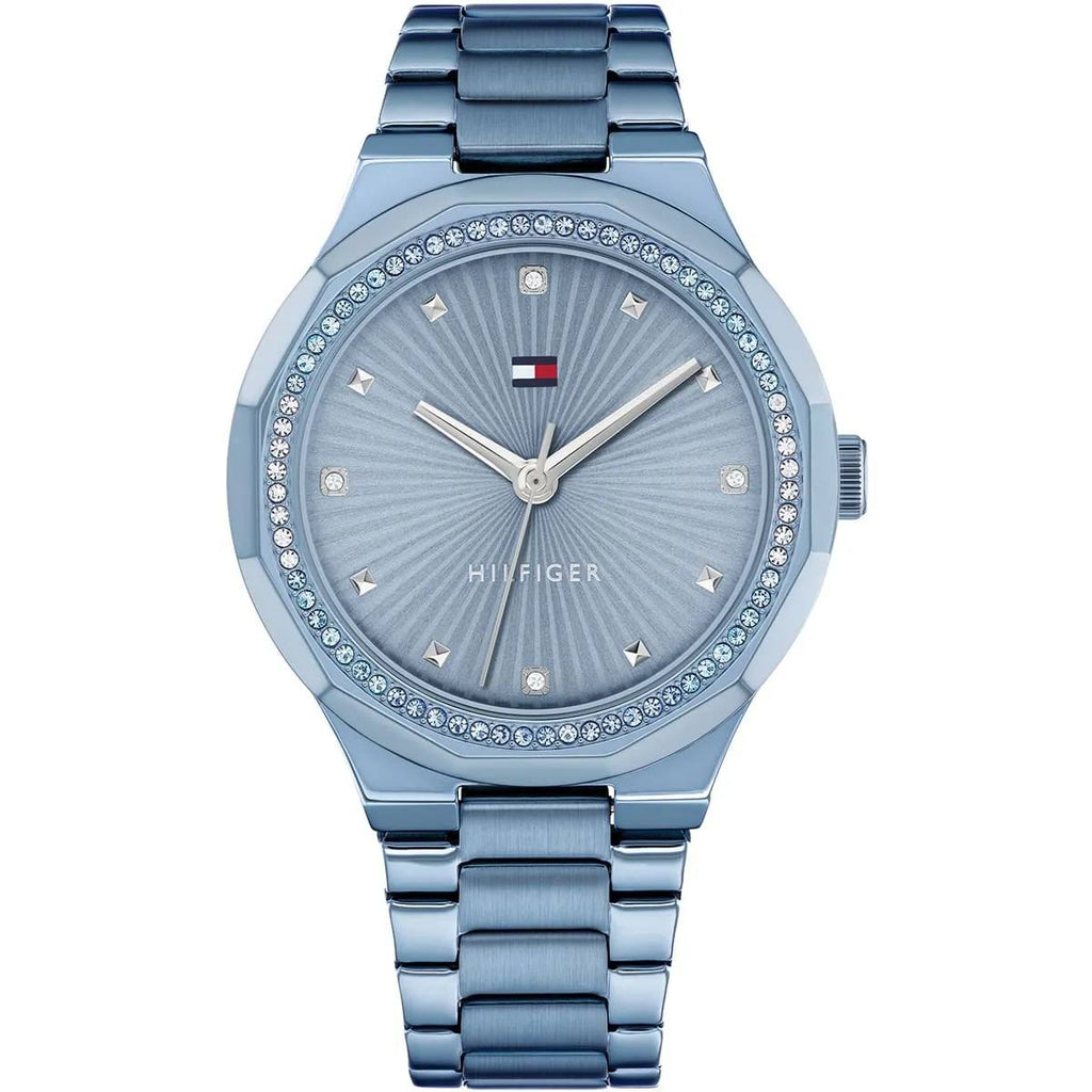 Tommy Hilfiger Women's Blue Crystal Bezel Sunray Dial Watch 💙✨⌚️