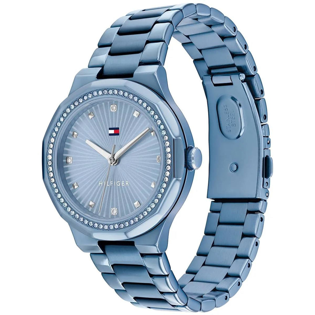 Tommy Hilfiger Women's Blue Crystal Bezel Sunray Dial Watch 💙✨⌚️