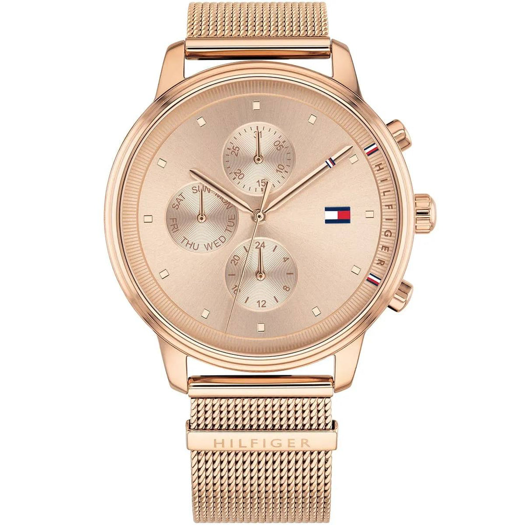 Tommy Hilfiger Women's Rose-Gold Multi-Function Mesh Watch 💖⌚️🔗