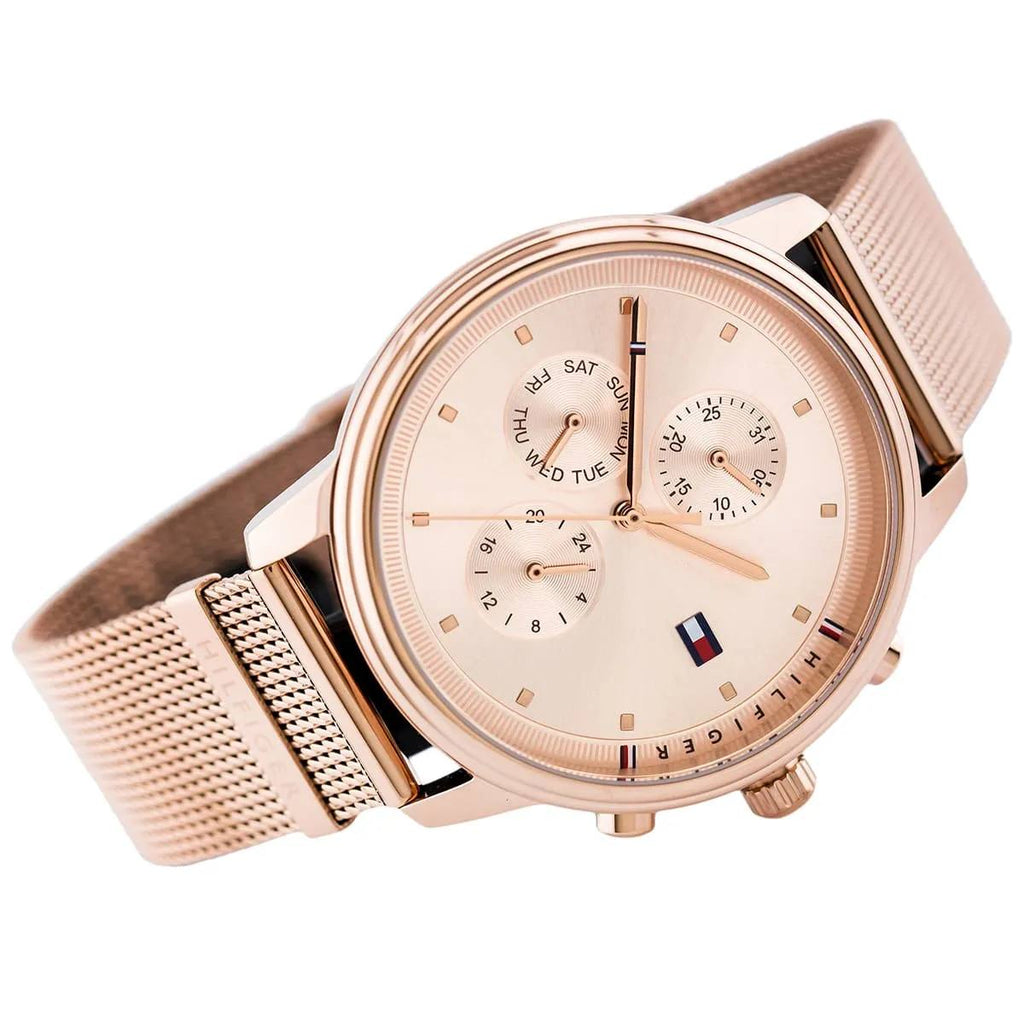 Tommy Hilfiger Women's Rose-Gold Multi-Function Mesh Watch 💖⌚️🔗