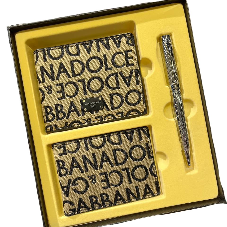 🇮🇹 Dolce & Gabbana Monogram Logo Wallet Gift Set with Pen 🖊️