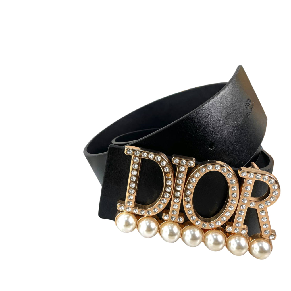 Christian Dior Pearl & Crystal Embellished Logo Belt ✨💎⚪