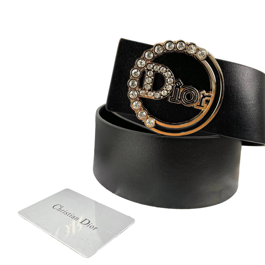 Christian Dior Crystal-Embellished Round Dior Logo Belt ✨💎🖤