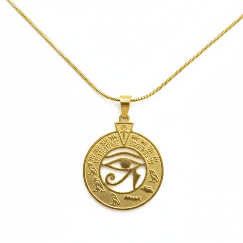 Ancient Egyptian Eye of Horus Gold Medallion Necklace ✨👁️🔱
