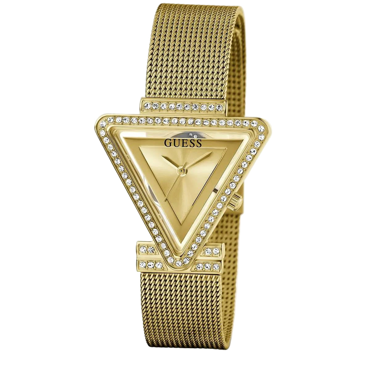 GUESS Gold-Tone Triangle Crystal Mesh Women's Watch ✨💛🔺