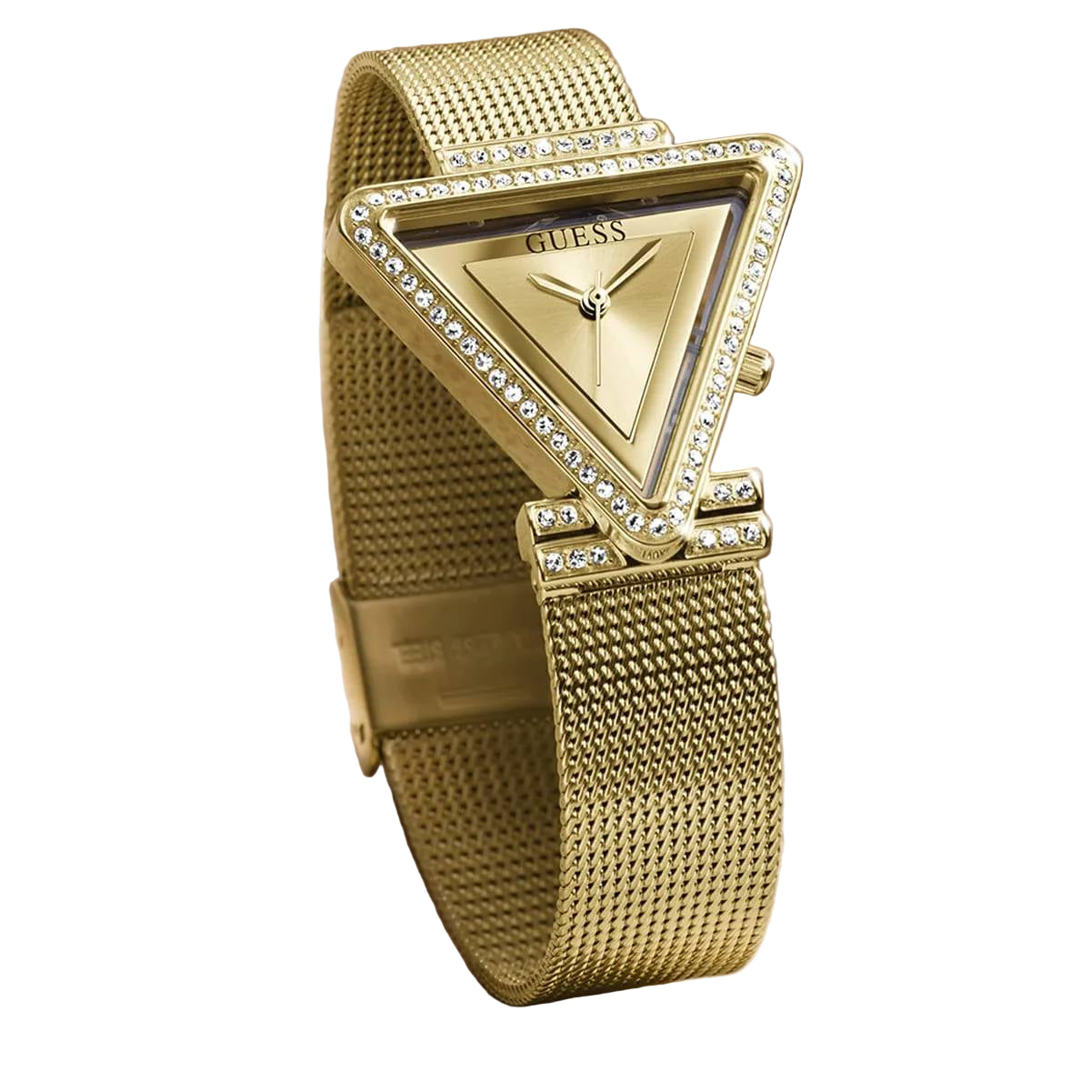 GUESS Gold-Tone Triangle Crystal Mesh Women's Watch ✨💛🔺