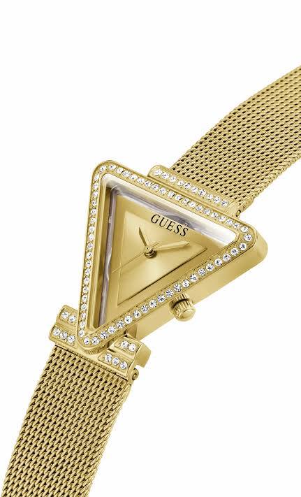 GUESS Gold-Tone Triangle Crystal Mesh Women's Watch ✨💛🔺