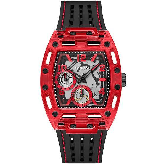 GUESS Prowess Red Case Black Strap Watch 🔴⚫️⌚