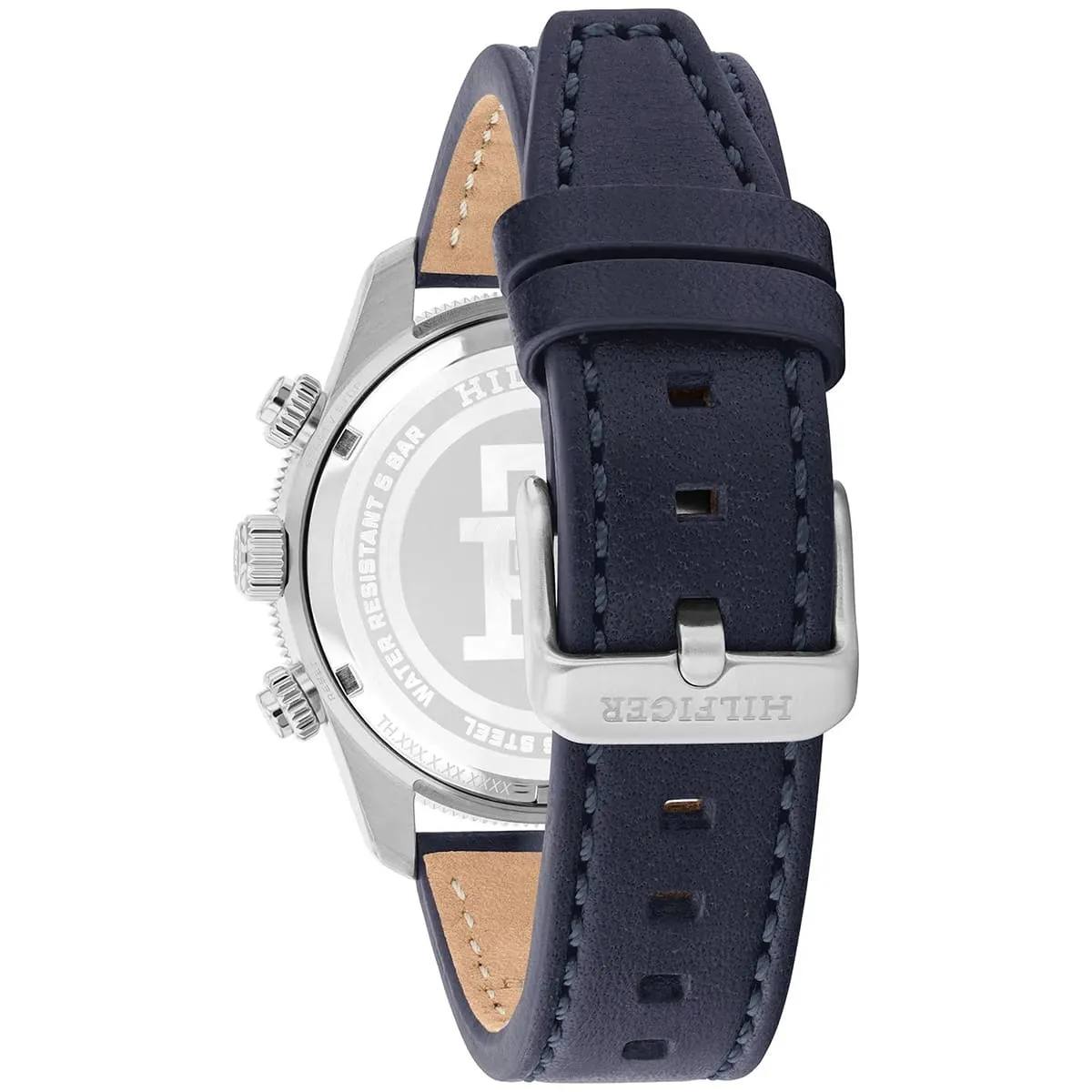 Tommy Hilfiger Blue Dial Chronograph Watch Navy Leather 🔵⏱️⚓