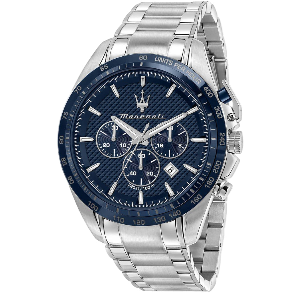 🔱 Maserati Chronograph Watch with Blue Dial and Stainless Steel Bracelet 💙✨