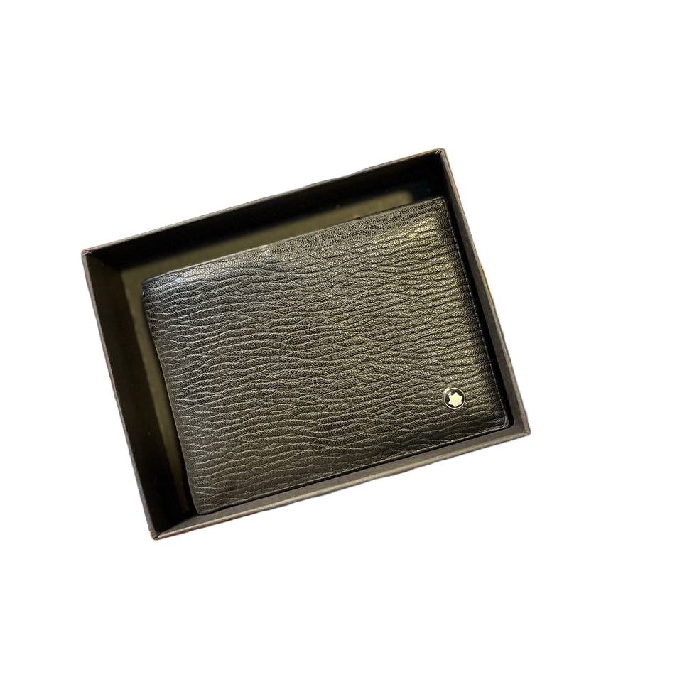 🖋️ Montblanc Black Pebbled Leather Bifold Wallet in Gift Box 🖤🎁