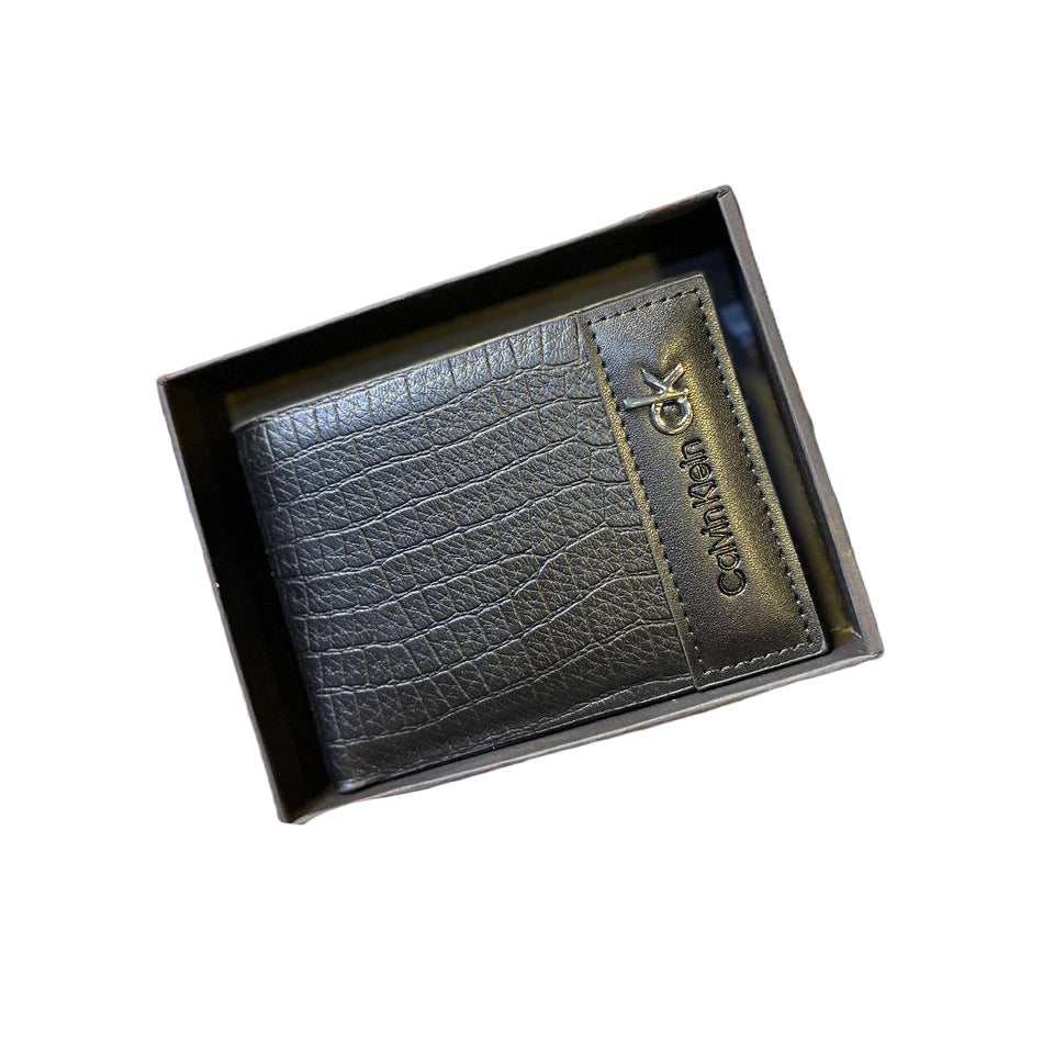 🖤 Calvin Klein Black Crocodile Texture Bi-Fold Wallet 🐊