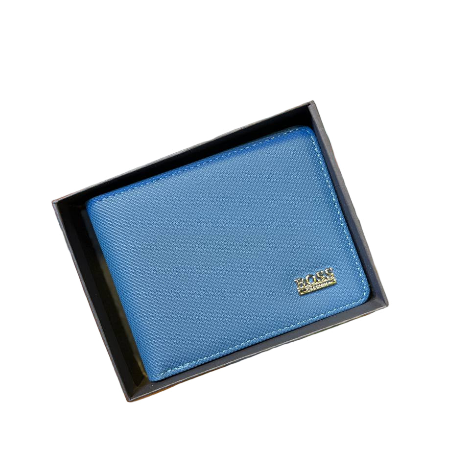 💎 BOSS Blue Saffiano Textured Bi-Fold Wallet 💙