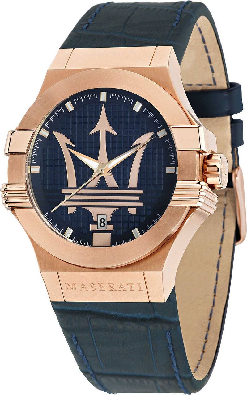 Maserati Rose Gold Men's Watch with Blue Leather Strap ⌚️🔱💙