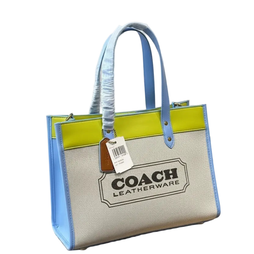 COACH Canvas Tote with Vibrant Citron Trim 👜🌟🍋