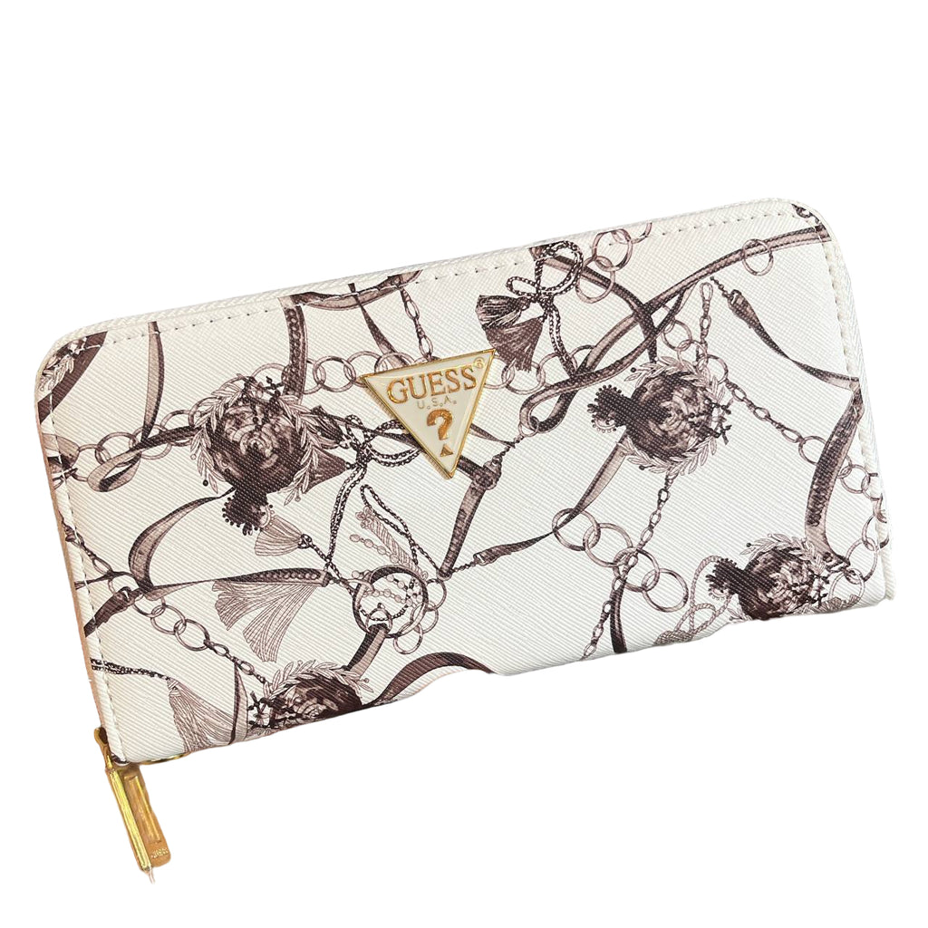 🐴 GUESS Equestrian Chain Print Zip-Around Continental Wallet 🤍