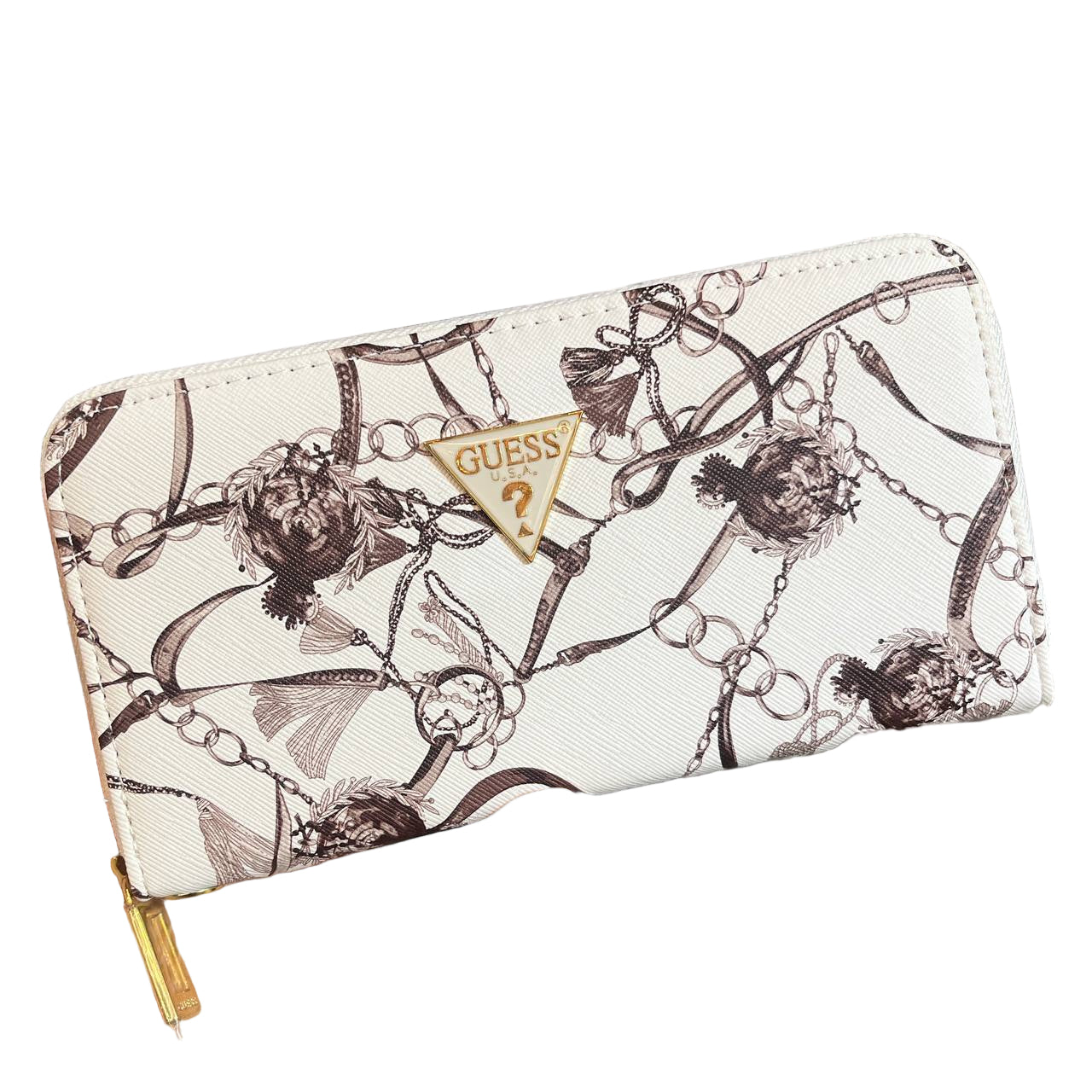 🐴 GUESS Equestrian Chain Print Zip-Around Continental Wallet 🤍