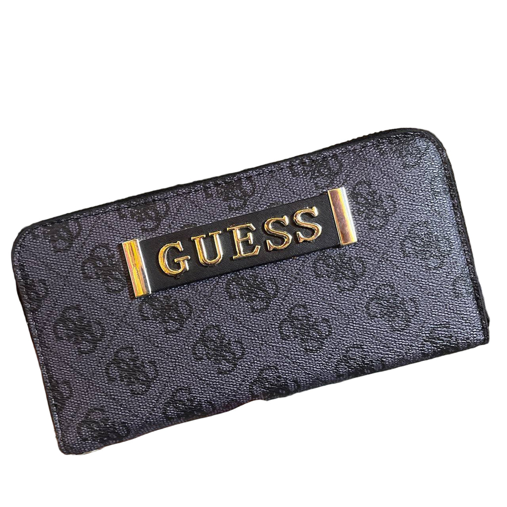🌟 GUESS Monogram Logo Zip-Around Wallet in Charcoal 👜