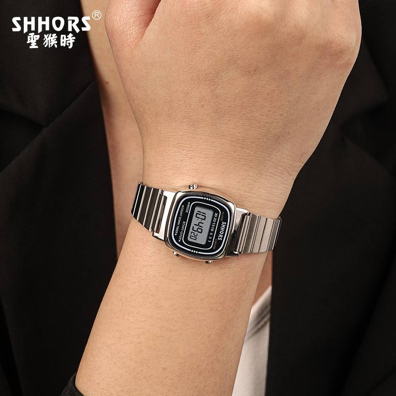 ✨ SHHORS Vintage Digital Watch with Stainless Steel Band ⌚