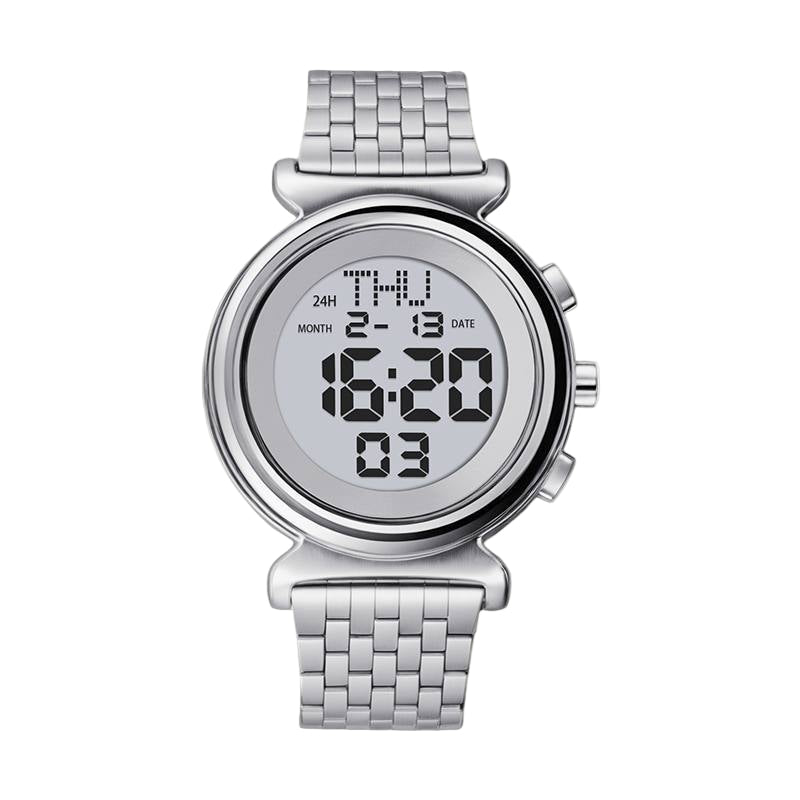 ⚪ Sleek Digital Dress Watch with Stainless Steel Band 💎