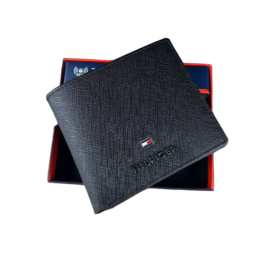 Tommy Hilfiger Men's Navy Monogram Bi-Fold Wallet with Zip Detail 💙🔠💳